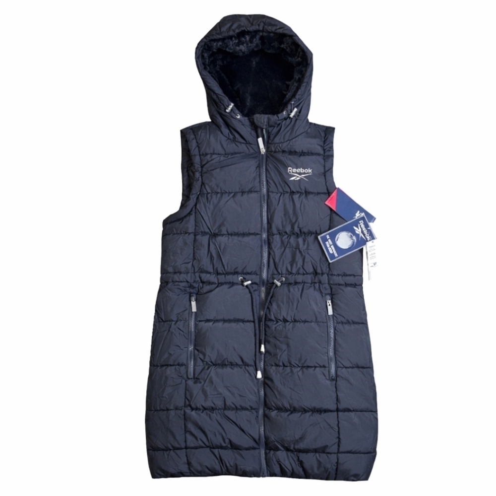 Nwt -Reebok Womens Black Hooded Quilted Vest| Winter Ready